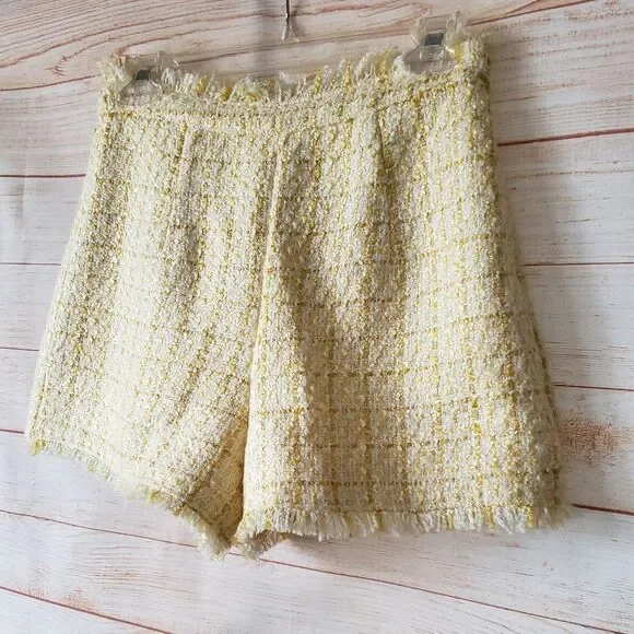 Cinq a Sept Coronado High Waist Woven Checkered Tweed Shorts Yellow Size 4 - Picture 5 of 11